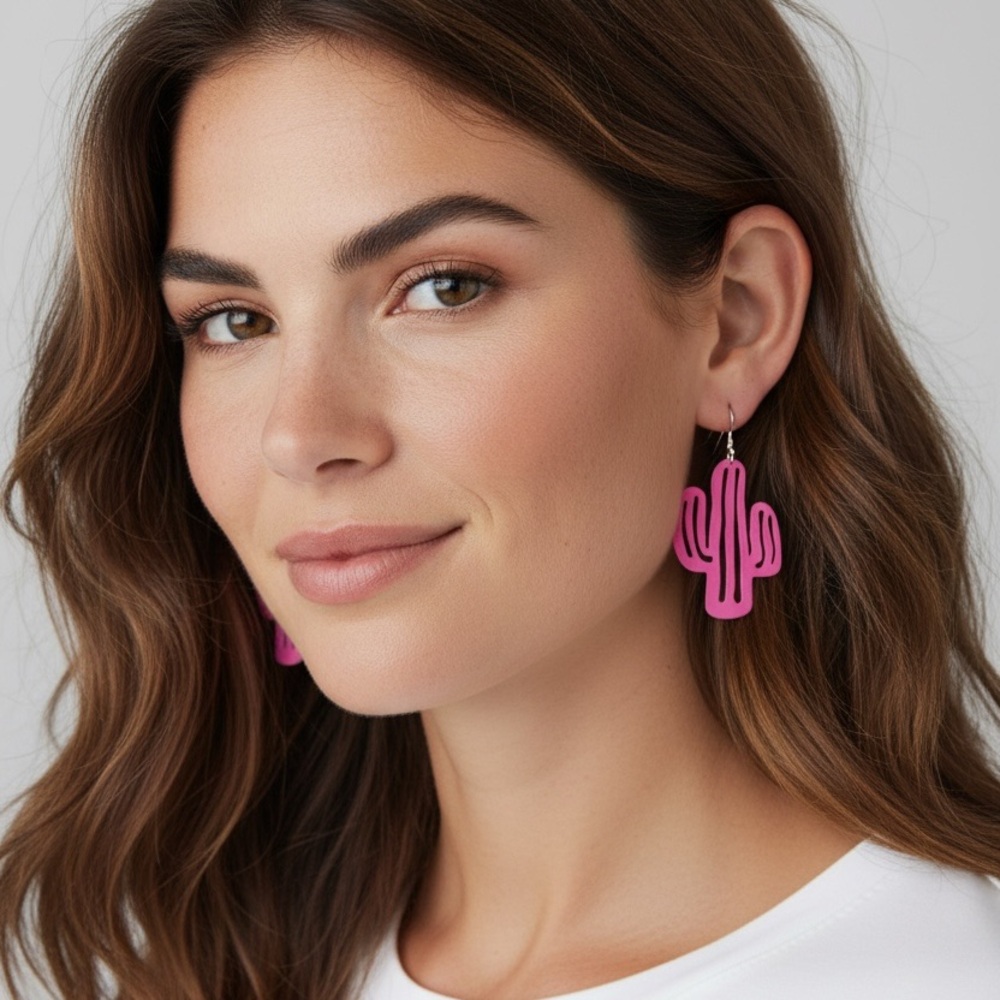 ❤️Pink Cactus Earrings